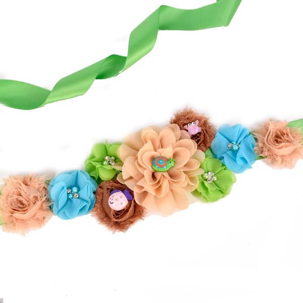 

maternity intimates sash belt fashion pregnancy belly flower baby shower party gender reveal blet custom colors, White