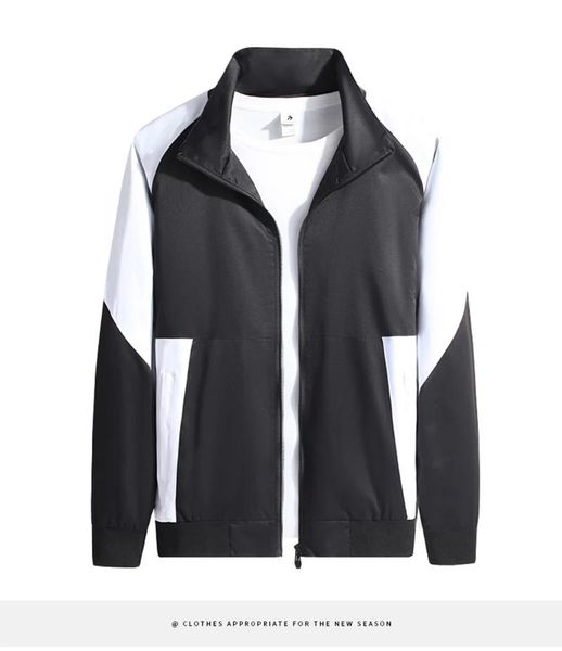 

men's jackets autumn stitching simple and lightweight zipper stand-up collar loose running sports casual male jacket, Black;brown