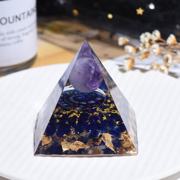 

decorative objects & figurines orgone pyramid amethyst peridot healing crystal energy generator blanacing orgonite pyramide emf protection m