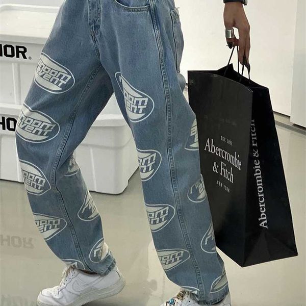 

biggorange pants female women's jeans large size women jeans pants high waist mom ripped jeans stright trousers 211112, Blue