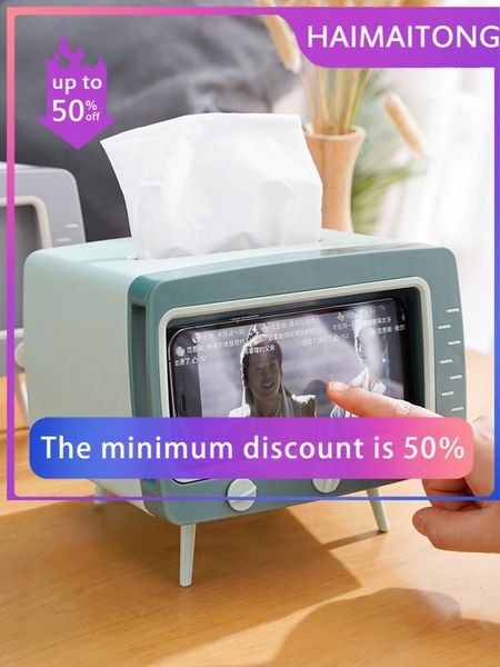 

tissue boxes & napkins cute tv box punch-drawer mobile phone holder storage deskornaments