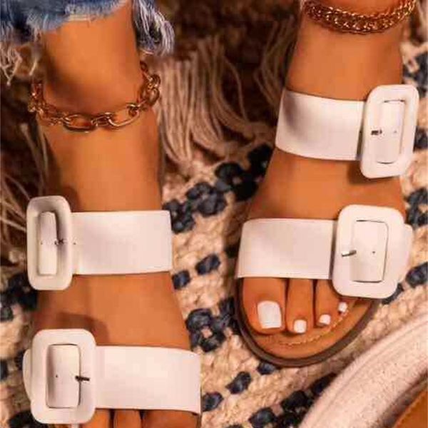

sandals women's casual slippers flat open toe beach shoes summer outdoor belt buckle solid color flip flops gi9u, Black