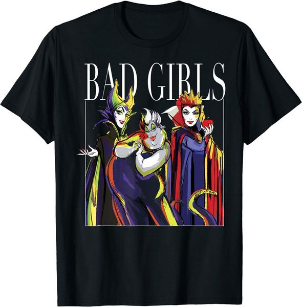 

villains bad girls group spainted graphic cartoon black t-shirt s-5xl, White;black