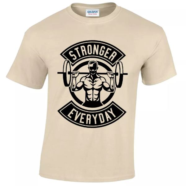 

stronger every day mens t shirt weightlifting fitness gym s-5xl, White;black
