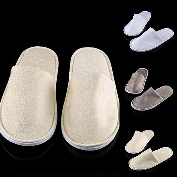 

not disposable slippers,1pairs closed toe slippers fit size for men and women el, spa guest used, (white), Black