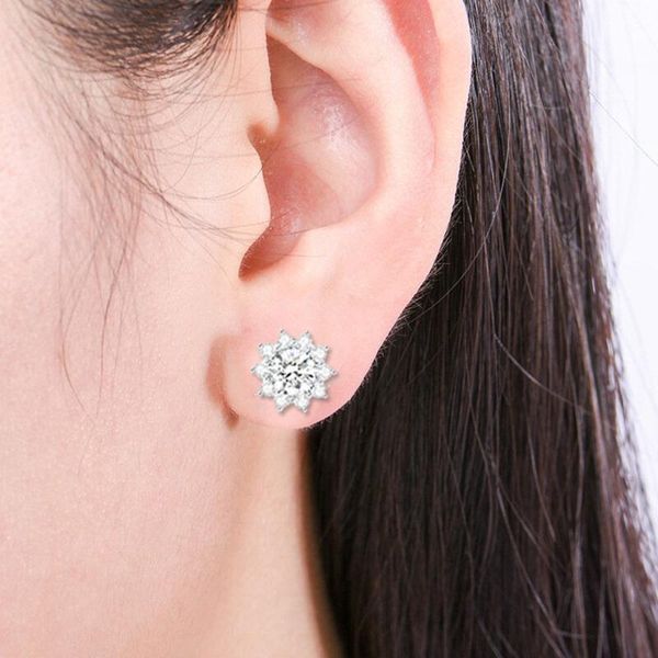 

pendant necklaces 2021silver needle earrings female round bag temperament mozanstone gift jewelry stud, Silver