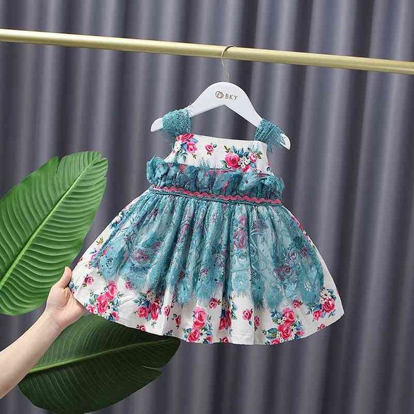 

baby girl vintage lolita ball gown children spanish princess dress for birthday eid dresses infant floral spain clothes 210615, Red;yellow