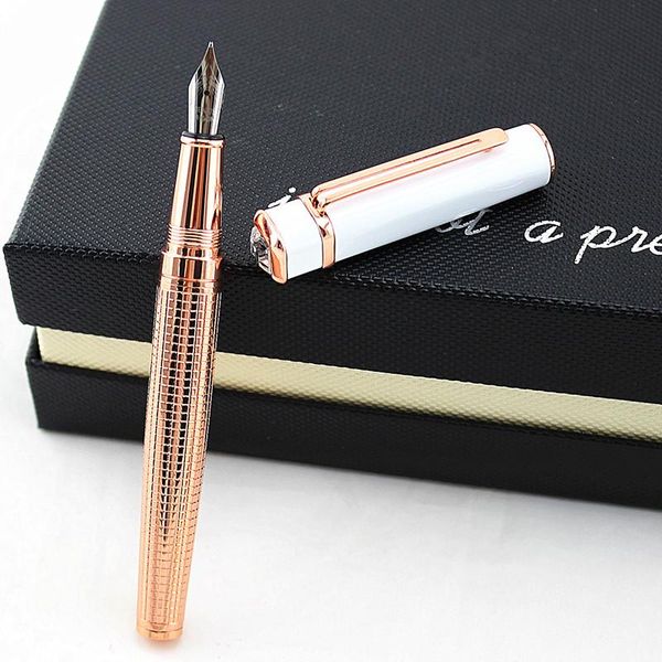 

diamond ink fountain pen 0.5mm white and rose gold office business writing pens gift stationery