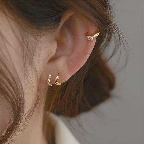 

simple women's small 925 pure silver stud earrings, Golden;silver