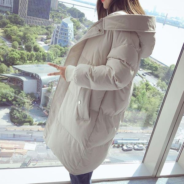 

bread clothes padded jacket women's mid-length 2021 korean student loose winter down & parkas, Black