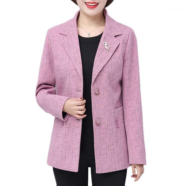 

spring autumn blazer middle-aged women casual suit jacket plus size women's one piece suits outerwear with lining 5xl & blazers, White;black