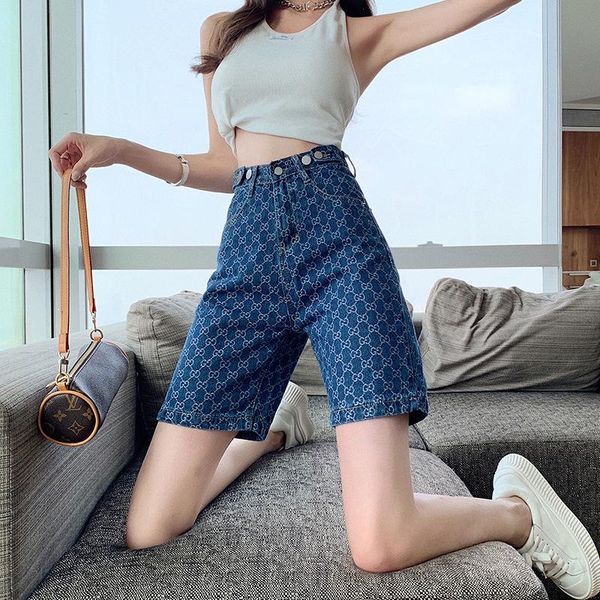 

women's jeans pants high waist denim shorts light color shortspattern loose wide-legged zaraing shorts2021, Blue