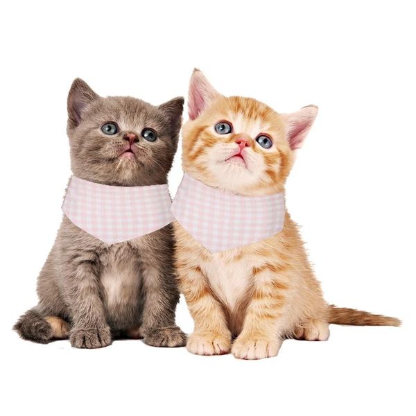

lovely adjustable pet triangular scarf cat puppy dog cotton bandana snap bib neckerchief accessories pink plaid collar collars & leads