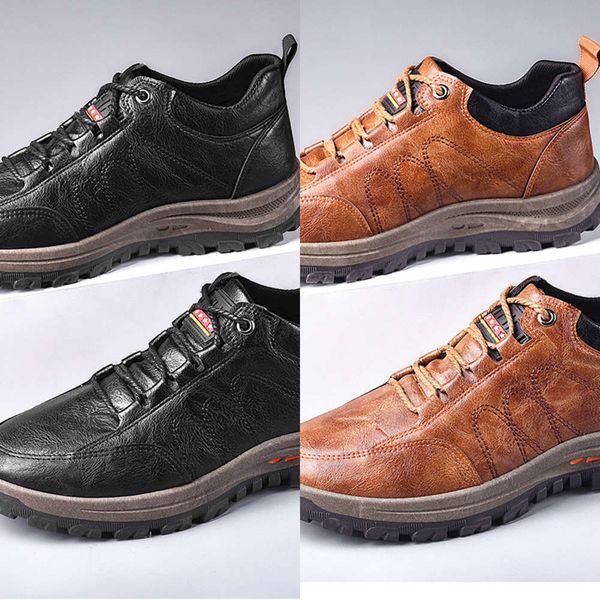 

casual shoes mountaineering shoes men's 2021 new pu casual trend lace up thick soled korean fashion sports p7dy, Black