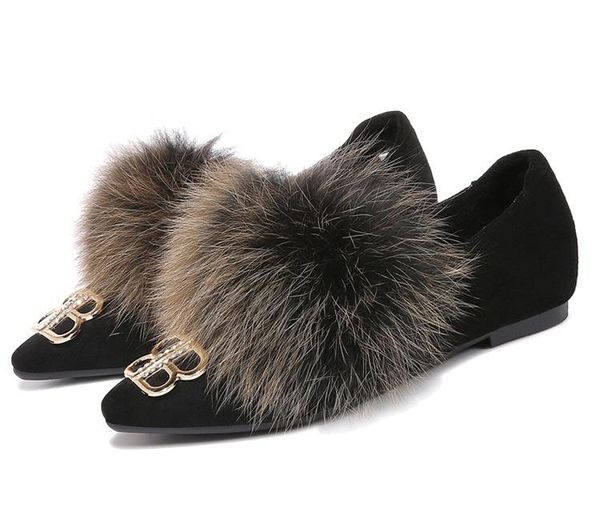 

dress shoes moolecole fashion fur women pointed black pumps hight quality 2-16