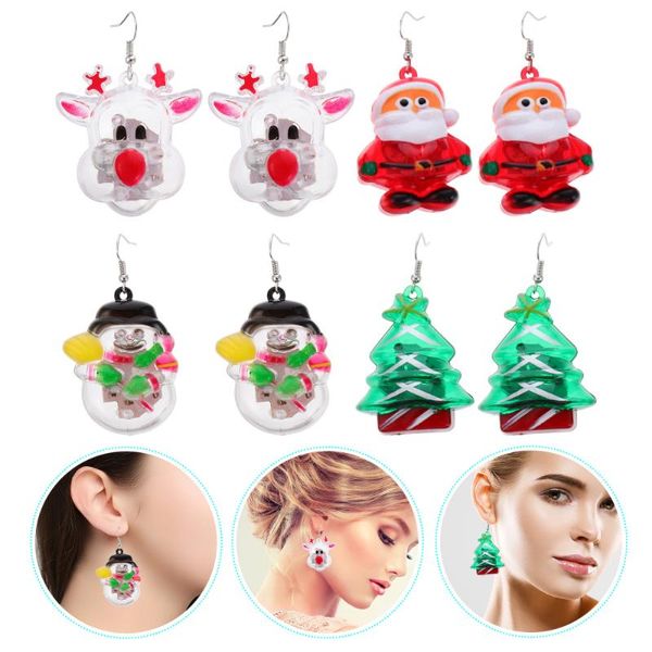 

party decoration 4 pairs of christmas earrings led light lady (mixed style)