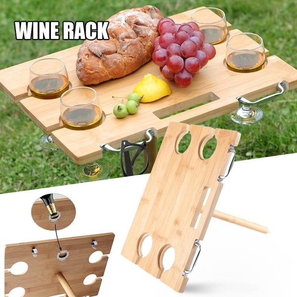 

camp furniture square foldable wine table portable wooden for outdoor grass beach camping tools xkw