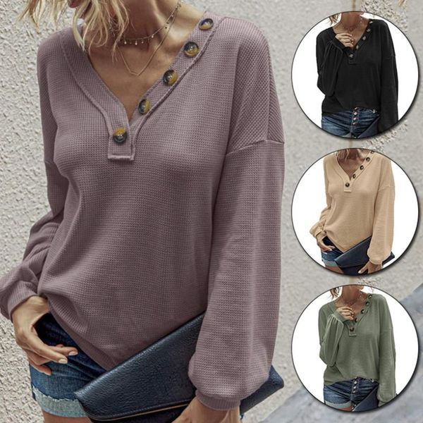 

women's blouses & shirts women v neck button autumn 2021 elegant casual long sleeves solid 2xl female vintage fashion slim blusa, White