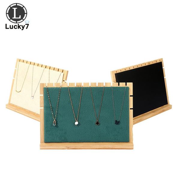 

jewelry pouches, bags bamboo wood necklace display stand pendant holder organizer tray jeweler storage, Pink;blue