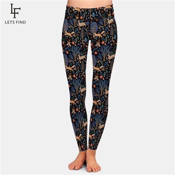 LETSFIND 3D Deer and es In The Forest Print Mujeres Warm High Waist Pant Plus Size Fitness Slim Soft Stretch Leggings 211204