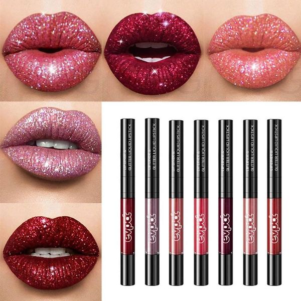 

lip pencils 2 in 1 gifts double-headed cosmetics non-stick cup liner pencil diamond glitter lipstick long-lasting gloss