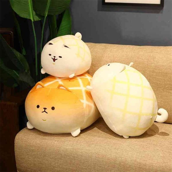 Bonito Shiba inu brinquedo de pelúcia gordura em forma de boneca de cães enchido abacaxi abacaxi pão almofada crianças brinquedos presente de aniversário 210728