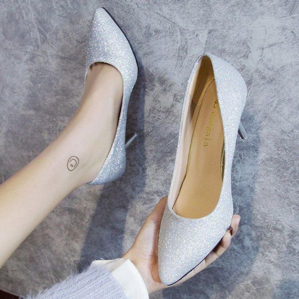 

dress shoes 2021 classic pumps fashion wedding black women high heels square heel glitter sequin leather party
