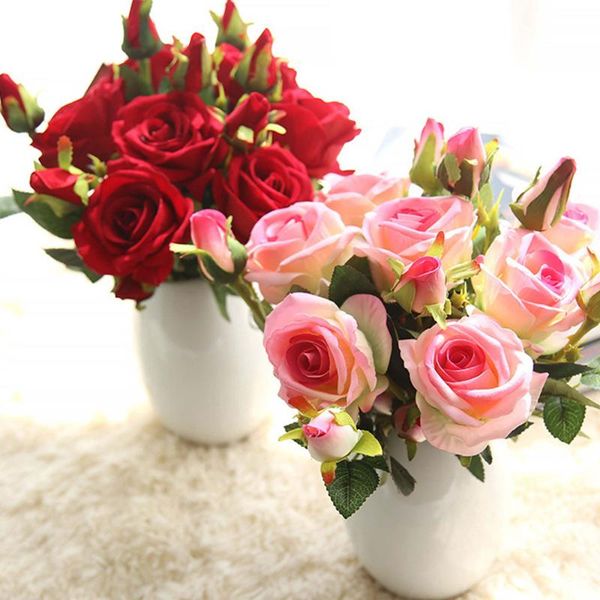 

decorative flowers & wreaths 3 heads silk artificial rose diy real touch fake flower peony for home decoration wedding party christmas brida