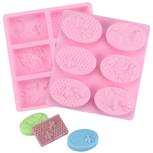 

craft tools silikolove 2pcs honeycomb soap molds silicone mold handmade making forms oval & rectangular