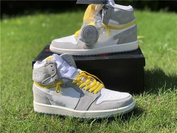 

1 high switch light smoke grey basketball shoes men women 1s white sail-tour yellow sneakers