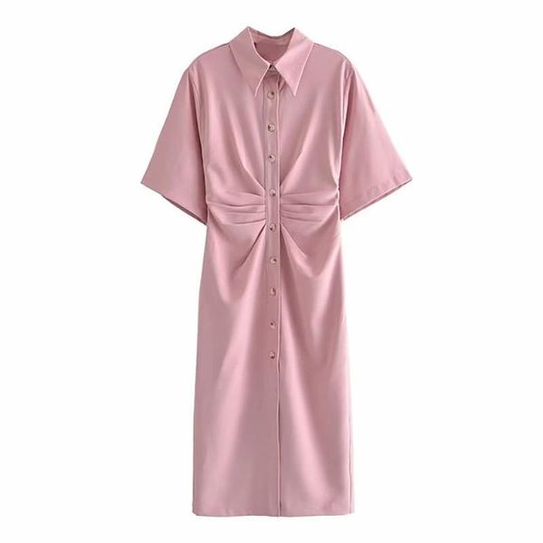

maternity dresses solid color women chic fashion button-up shirt vestidos vintage summer pregancy side zipper pleated clothing, White