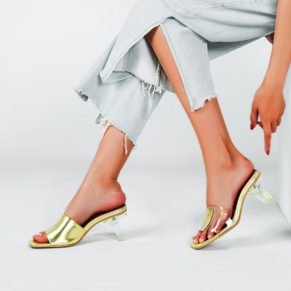 

slippers sandals women crystal open toed high heels platform transparent heel zapatos mujer #es, Black