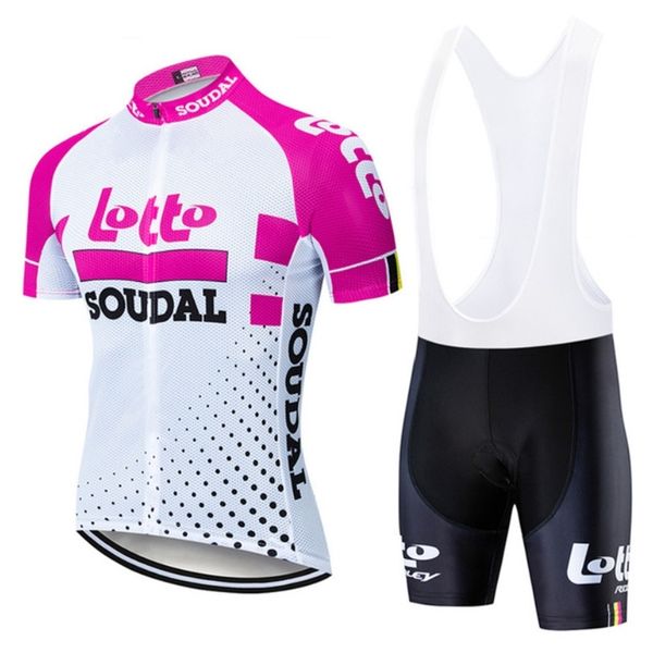

lotto short sleeve suspenders team version tour de france cycling suit, White;black