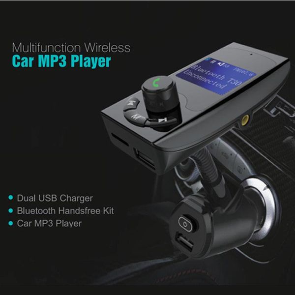 

& mp4 players t30 bluetooth car kit handsset fm transmitter mp3 music player 2 usb charger with switch, support u disk micro sd
