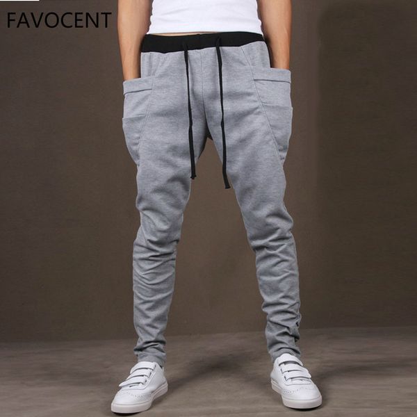 

men's pants casual men fashion big pocket hip hop harem quality outwear sweatpants soft mens joggers trousers pantalones vrrk, Black
