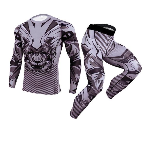 

men's tracksuits long sleeve running t-shirt fitness training tights gym sports tshirt jogging suit quick dry 2021 men clothing, Gray
