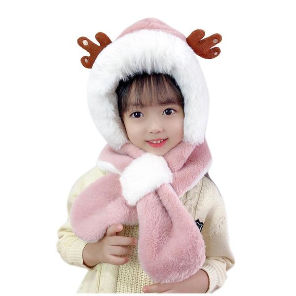 

caps & hats winter christmas children hat plus fleece kids cartoon for girls boys scarf thicken cap born pography baby stuff, Yellow