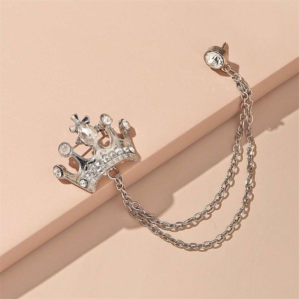 

british crown chain versatile suit brooch, Gray