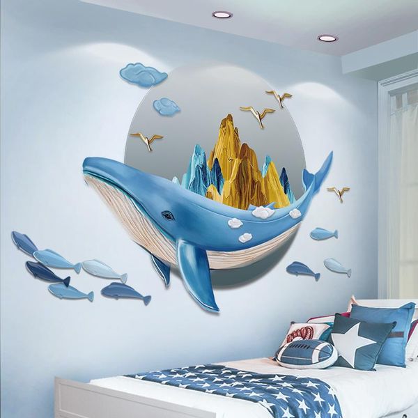 

wall stickers nordic 3d whale home decor creative poster living room sofa tv backdrop art bedroom decals for furniture
