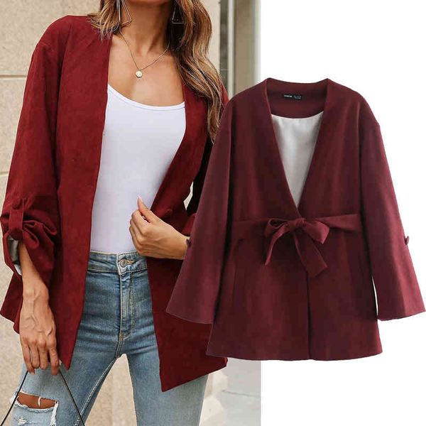 

red wine designer women's jacket lacy up long blazer, White;black