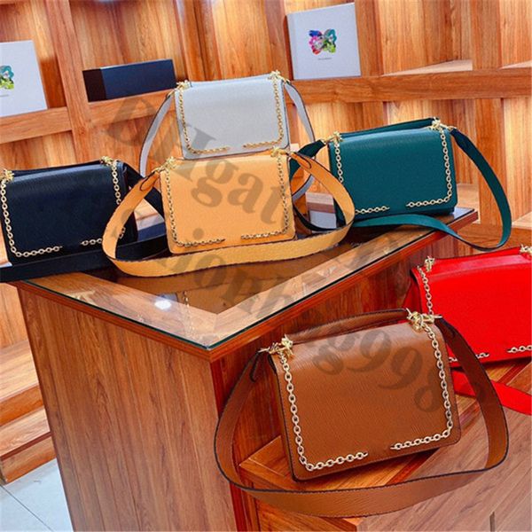 

fashion brand shoulder crossbody bags ladies genuine leather flaps lady grain green white cross body hand bag phone makeup one side chains h