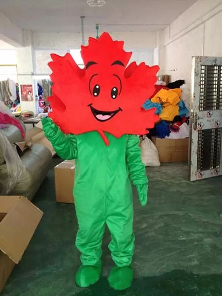 Costumi mascotte foglia d'acero di alta qualità Vestito da festa di fantasia di Natale Vestito da personaggio dei cartoni animati Vestito per adulti Taglia Carnevale Natale Divertimento Spettacolo Abiti a tema pasquale