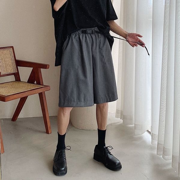 

men's shorts summer belt fashion gray black suit men korean loose straight dress mens casual m-2xl m4vv, White;black