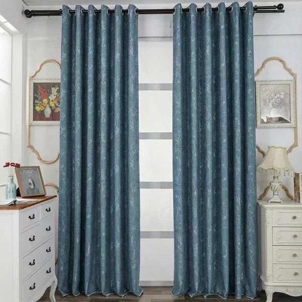 

curtain & drapes modern simple pure color printing jacquard blackout customized products curtains for living room bedroom