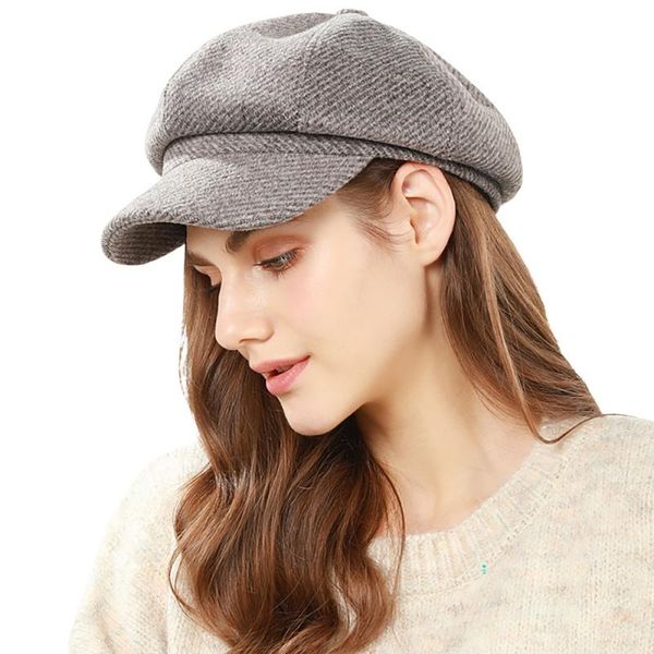 

beanies women's british octagonal hat autumn winter breathable skin-friendly windproof and warm temperament beret