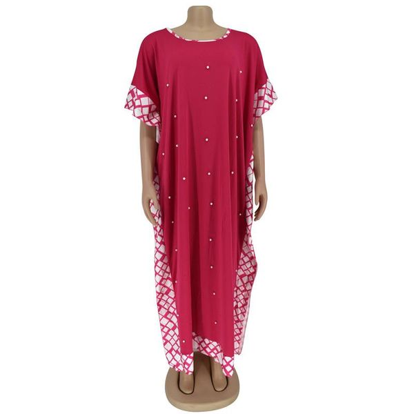 

style atuld muslim loose dresse women clothing african bubble beads short sleeve dress fashion costume ethnic, Red