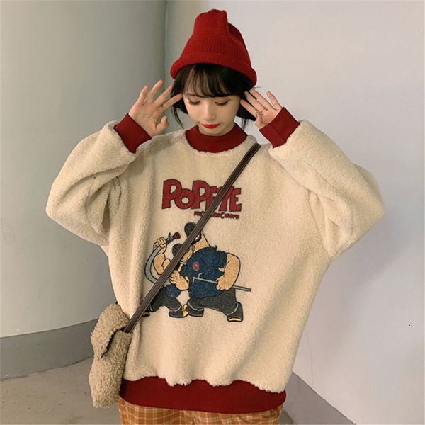 

women's jackets lÃ£ quente doce sweatshirts pullovers schoolgirl bonito roupas outono inverno corÃ©ia dos desenhos animados o pescoÃ§o cam, Black;brown