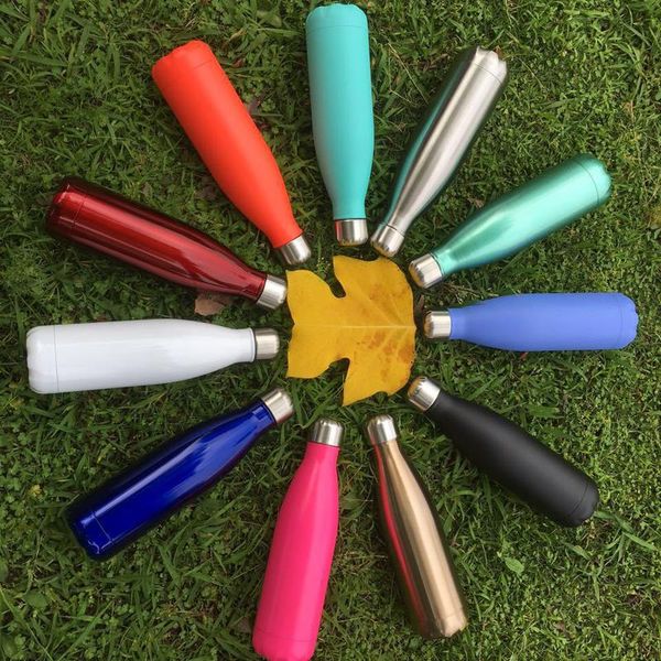

water bottles stainless steel sports bottle insulated vacuum flask double wall cold 500ml outdoor travel kettlel hm047