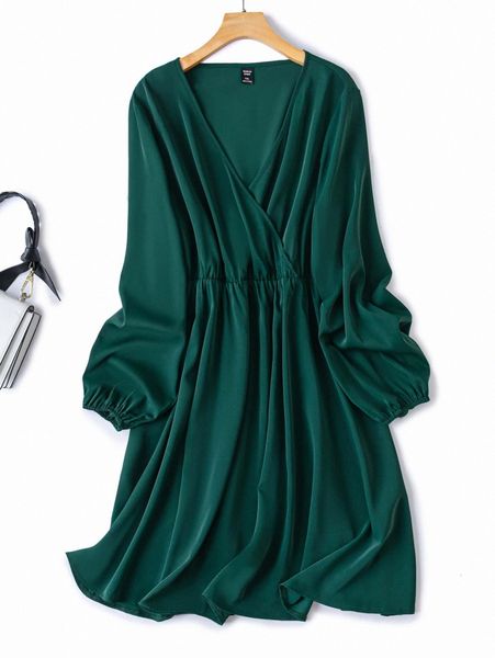 

plus surplice front a-line dress 08gx#, Black