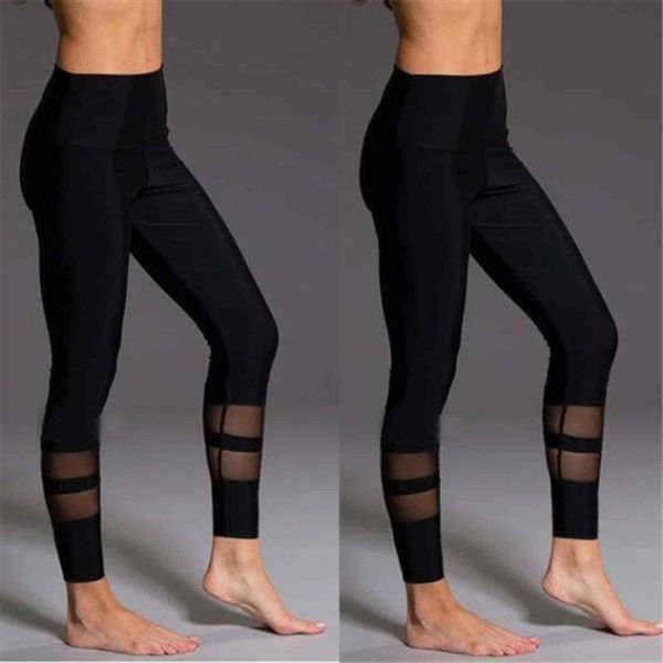 

mesh patchwork jogging elastic women legging slim pants leggins fitness sporting workout mujer, Black